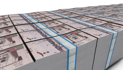 3D Pile of 100 Saudi Arabia Riyal  Money banknote