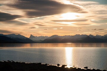 sunset over the lake