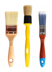 Round brush with yellow handle isolated on white background