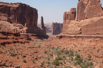 Rock formations in a canyon in Arches