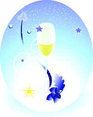 Christmas ball with wine.