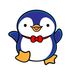 ペンギン　蝶ネクタイ　イラスト素材