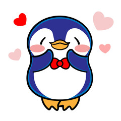 ペンギン　蝶ネクタイ　イラスト素材