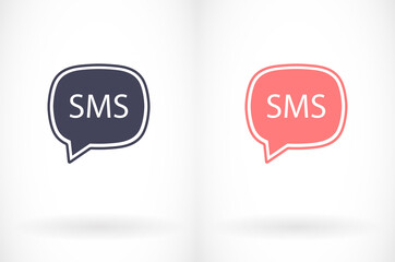 SMS mail vector icon. mail to receive SMS icon. mail to send SMS icon. mail for reading SMS flat