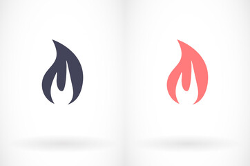 Fire flame icon. Black icon isolated on white background. Fire flame silhouette. Simple icon. Web site page and mobile app design vector