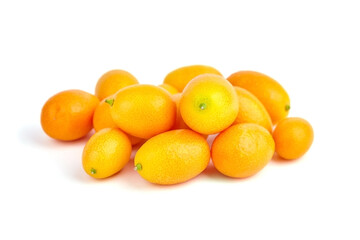 Kumquat, fresh citrus fruits isolated on white background