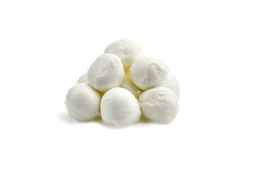 Obraz na płótnie Canvas Mini mozzarella cheese balls isolated on white background.