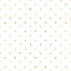 seamless pattern gold snowflakes on white background, Christmas and Winter background