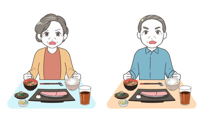 怒りながら食事を行う　シニア