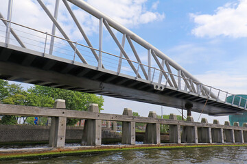 Metal bridge over river