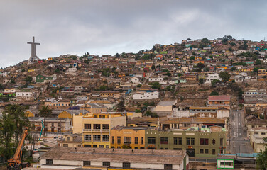 Coquimbo, Chile - December 7, 2008: Hill completely covered with houses in different colors under...