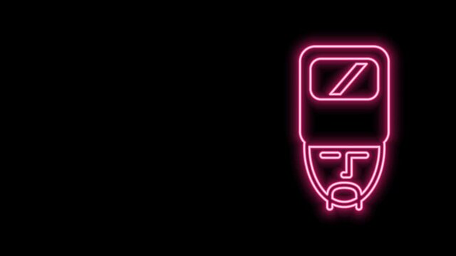Glowing neon line Ukrainian cossack icon isolated on black background. 4K Video motion graphic animation