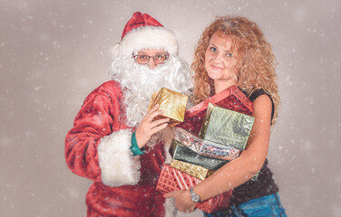 blonde girl with santa