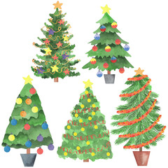 watercolor illustration, New Year, Christmas, Christmas tree with balls, isolate on a white background
