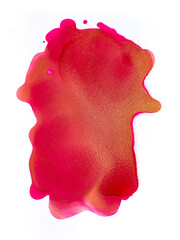 Watercolor Pink With Gold Splash. Alcohol Ink Texture. Abstract Colorful Watercolor Background. Hand Painted