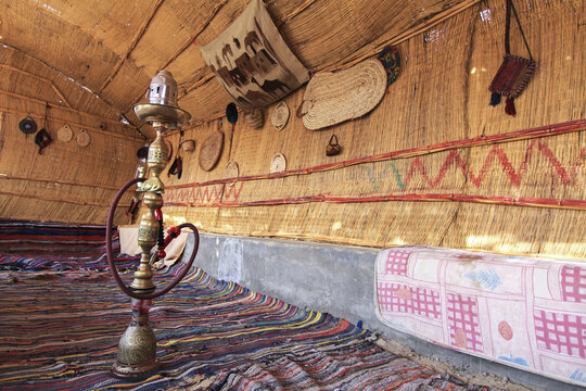 Hookah Shisha Smoking Water Pipe in Guest Room in village of Farafra trekking over White Desert in Egypt from Luxor to Alexandria