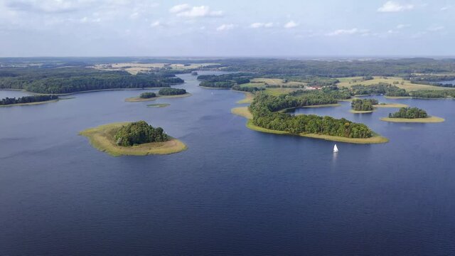 4K footage of Narie lake in Kretowiny village, Warmia Mazury Province of Poland