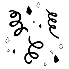 Doodle celebration tape and confetti elements pack in vector set