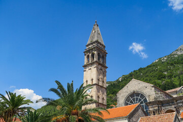 Fototapeta na wymiar View of St Nicholas church in Perast, Montenegro