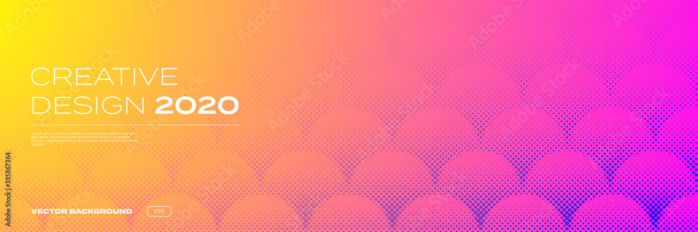 Aufkleber Background color gradient pattern, geometric halftone vector abstract trendy design. Simple minimal neon purple pink and yellow halftone color gradient on modern pattern background