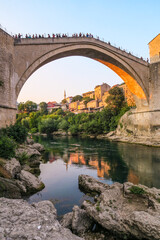 Fototapeta na wymiar Beautiful view of Mostar's old bridge in Bosnia-Herzegovina