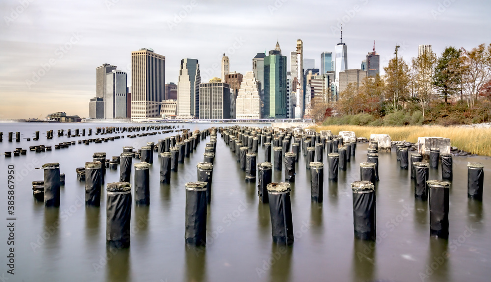 Canvas Prints new york city skyline on a cloudy day