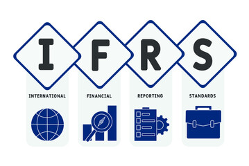 IFRS - International Financial Reporting Standards acronym, medical concept background. vector illustration concept with keywords and icons. lettering illustration with icons for web banner, flyer