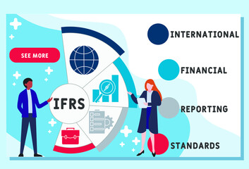 Vector website design template . IFRS - International Financial Reporting Standards. acronym medical concept. illustration for website banner, marketing materials, business presentation