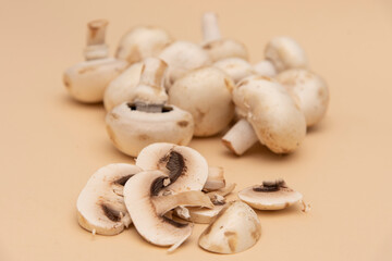 mushrooms on a wooden table