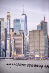 new york city skyline on a cloudy day