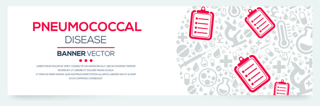 Creative (Pneumococcal) disease Banner Word with Icons ,Vector illustration.	