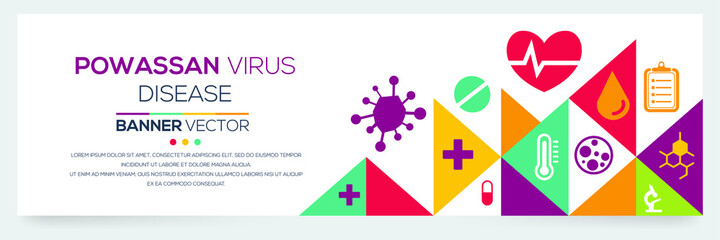 Creative (Powassan  virus) disease Banner Word with Icons ,Vector illustration.	