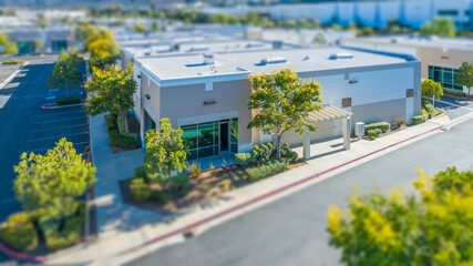 Aerial View of Commercial Buildings With Tilt-Shift Blur