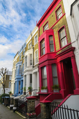 Fototapeta premium London, England - january 2020 : Pretty colorful houses in Notting Hill