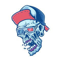 Cool Detailed Zombie wearing hat Head Illustration