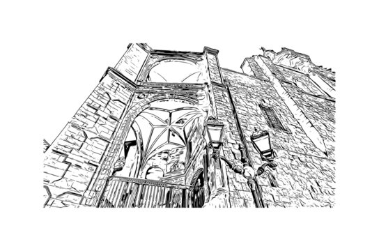 black and white building architecture perspective view