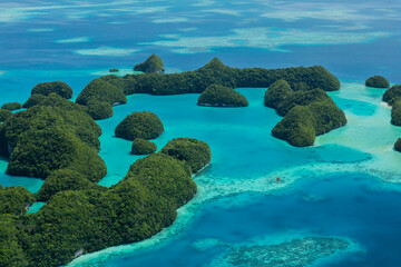 Aerial view of Palau's 70 islands and UNESCO World Heritage site