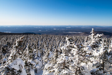 Winter view from the summit of the Mont Mégantic, at the Mont Mégantic national park, Quebec, Canada