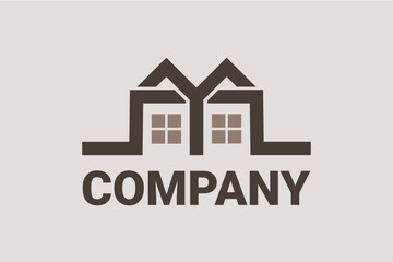 Element flat vector logo for real estate, building construction and general business with line and arrow elements forming a home and window illustration. Flat logo initial 