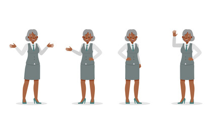 Old businesswoman working in office character vector design. Presentation in various action. no21