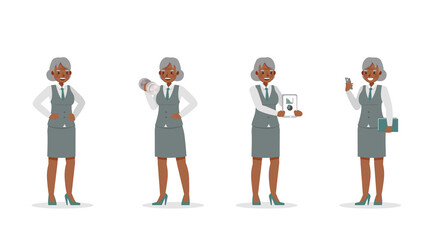 Fototapeta na wymiar Old businesswoman working in office character vector design. Presentation in various action. no22