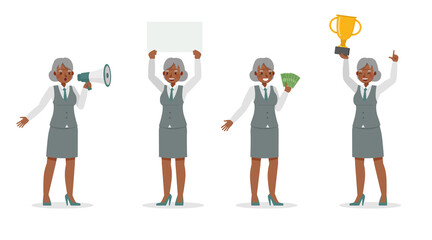 Old businesswoman working in office character vector design. Presentation in various action. no25