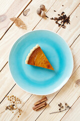 Traditional Thanksgiving homemade pumpkin pie 