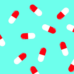 Pattern of capsules, drugs, antibiotics, background seamless texutre EPS Vector
