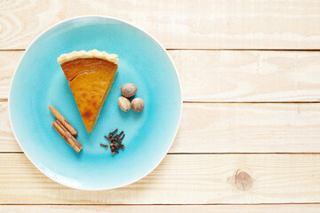 Traditional Thanksgiving homemade pumpkin pie 