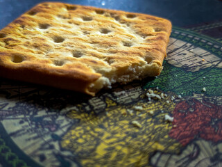 Close up view of a biscuit