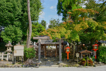 japanese yasaka shrine in kyoto, japan. per autumn 