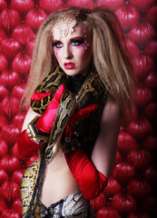 burlesque woman holding phyton