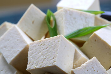 Organic Tofu Cubes and Scallion