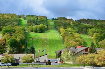 The premier ski resort in the Finger Lakes Region of New York that offers 1200' of vertical, 2 high speed quads, & state-of-the-art snowmaking on 38 trails. Empty in October 